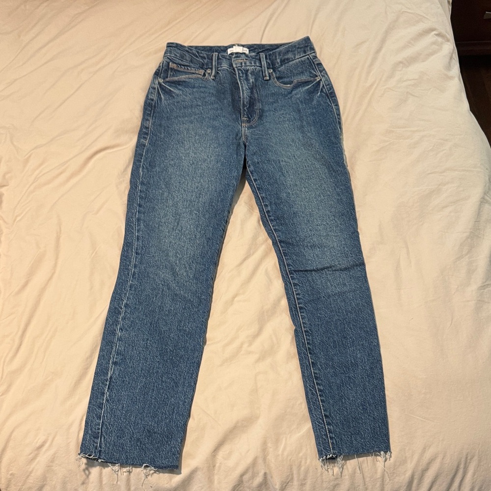 Good American Straight Leg Blue Jeans